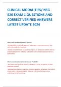 CLINICAL MODALITIES/ NSG  526 EXAM 1 QUESTIONS AND  CORRECT VERIFIED ANSWERS  LATEST UPDATE 2024