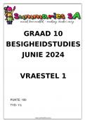 Graad 10 Besigheidstudies (BS) Junie Vraestel 1 en Memo - 2024