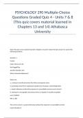 PSYCHOLOGY 290 Multiple-Choice Questions Graded Quiz 4 - Units 7 & 8 (This quiz covers material learned in Chapters 13 and 14) Athabasca University