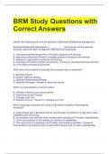 BRM Study Questions with  Correct Answers