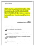 TEST BANK AND SOLUTIONS FOR  CANADIAN HUMAN RESOURCE  MANAGEMENT 12th Edition 12ce by  Schwind Exam Questions and Answers  2024