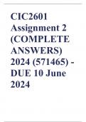 CIC2601 Assignment 2 (COMPLETE ANSWERS) 2024 (571465) - DUE 10 June 2024