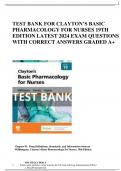 TEST BANK FOR CLAYTON’S BASIC PHARMACOLOGY FOR NURSES 19TH EDITION LATEST 2024 EXAM QUESTIONS WITH CORRECT ANSWERS GRADED A+