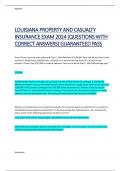 LOUISIANA PROPERTY AND CASUALTY  INSURANCE EXAM 2024 (QUESTIONS WITH  CORRECT ANSWERS) GUARANTEED PASS