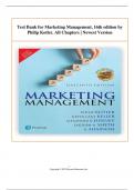 Test Bank / Solution Manual for Marketing Management 16e 16th edition by Philip Kotler, Alexander Chernev. ISBN-13: 7158 Full Chapters test bank included PART 1 A