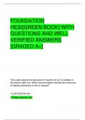 FOUNDATION  HESI[GREEN BOOK] WITH  QUESTIONS AND WELL  VERIFIED ANSWERS  [GRADED A+]