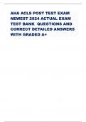 AHA ACLS POST TEST EXAM NEWEST 2024 ACTUAL EXAM TEST BANK QUESTIONS AND CORRECT ANSWERS