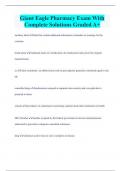 Giant Eagle Pharmacy Exam With  Complete Solutions Graded A+