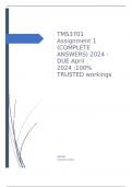 TMS3701 Assignment 1 (COMPLETE ANSWERS) 2024 - DUE April 2024 ;100% TRUSTED workings
