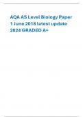 AQA AS Level Biology Paper 1 June 2018 latest update 2024 GRADED A.
