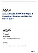 AQA A-LEVEL SPANISH Paper 1 Listening, Reading and Writing Insert 2023