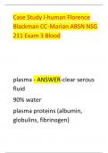 Case Study I-human Florence  Blackman CC-  Marian ABSN NSG  211 Exam 3 Blood