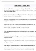 Alabama Civics Test Questions and answers latest update