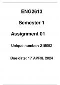 ENG2613 assignment 1 2024 (215092)- DUE 27 APRIL 2024- Applied English Literature for Intermediate Phases