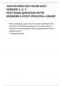 NGN PN HESI EXIT EXAM 2023  VERSION 1, 2, 3 TEST BANK QUESTION WITH  ANSWERS LATEST UPDATEA+ GRADE