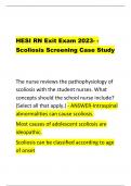 HESI RN Exit Exam 2023- - Scoliosis Screening Case Study