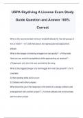 USPA Skydiving A License Exam Study Guide Question and Answer 100% Correct