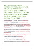 2024 NURS 340 HEALTH ASSESSMENT EXAM 2 ACTUAL EXAM COMPLETE 150 QUESTIONS AND CORRECT DETAILED ANSWERS (VERIFIED ANSWERS) |ALREADY GRADED A+ NEW GENERATION 100% RATED BY EXPERTS