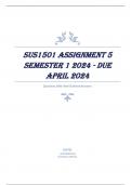 SUS1501 Assignment 5 Semester 1 2024 - DUE April 2024