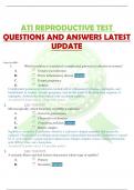 ATI REPRODUCTIVE TEST  QUESTIONS AND ANSWERS LATEST UPDATE