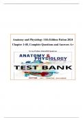 Test Bank for Anatomy and Physiology 11th Edition Patton 2024 Chapter 1-48, Complete Questions and Answers A+