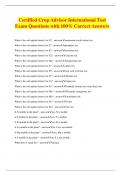 Certified Crop Advisor International Test Exam Questions with 100% Correct Answers