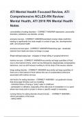 ATI Mental Health Focused Review, ATI Comprehensive NCLEX-RN Review: Mental Health, ATI 2016 RN Mental Health Notes