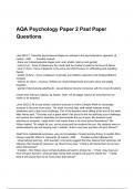 AQA Psychology Paper 2 Past Paper Questions  With Correct Solutions