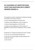 ICC CALIFORNIA UST INSPECTOR EXAM LATEST 2024 QUESTIONS WITH CORRECT ANSWERS GRADED A+