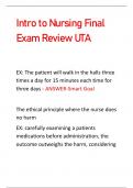 Intro to Nursing Final  Exam Review UTA