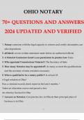OHIO NOTARY EXAM QUESTIONS AND ANSWERS UPDATED AND VERIFIED 2024 OHIO NOTARY PUBLIC EXAM  QUESTIONS AND ANSWERS 2024