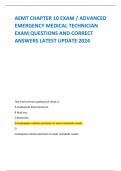 AEMT CHAPTER 10 EXAM / ADVANCED  EMERGENCY MEDICAL TECHNICIAN  EXAM QUESTIONS AND CORRECT  ANSWERS LATEST UPDATE 2024