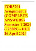 FOR3701 Assignment 2 (COMPLETE ANSWERS) Semester 1 2024 (725889) - DUE 26 April 2024