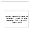 Essentials of Psychiatric Nursing 2nd Edition Boyd Luebbert Test Bank (Answers Are Given At The End Of Chapters 100%) A+