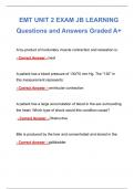 EMT UNIT 2 EXAM JB LEARNING Questions and Answers Graded A+