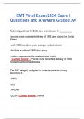 EMT Final Exam 2024 Exam | Questions and Verified Answers Graded A+ Latest 2024 