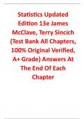 Test Bank for Statistics Updated Edition 13th Edition By James McClave, Terry Sincich (All Chapters, 100% Original Verified, A+ Grade)