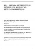 2024 – 2025 NASM CERTIFIED NUTRITION COACHING EXAM QUESTIONS WITH CORRECT ANSWERS GRADED A+