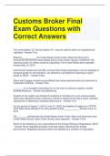 Bundle For  Customs Broker Exam 2023 Questions with Correct Answers
