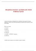 PHARMACOLOGY ALTERNATE ITEM  FORMAT QUIZ