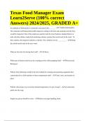 Texas Food Manager, Learn2Serve Exam Questions and Answers Updated 2024/2025, GRADED A+ (100% correct Answers) 