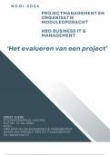 Geslaagde NCOI module Projectmanagement en Organisatie 2024 / Evalueren van een project /  hbo business it en management / Geslaagd cijfer 8