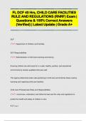 FL DCF 40 Hrs, CHILD CARE FACILITIES  RULE AND REGULATIONS (RNRF) Exam |  Questions & 100% Correct Answers  (Verified) | Latest Update | Grade A+ 