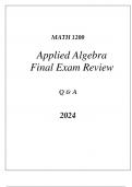 (WGU C957) MATH 1200 APPLIED ALGEBRA FINAL EXAM REVIEW Q & A 2024.