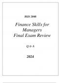 (WGU D076) BUS 2040 FINANCE SKILLS FOR MANAGERS FINAL EXAM REVIEW Q & A 2024.