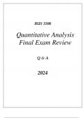 (WGU C723) BUS 3100 QUANTITATIVE ANALYSIS FOR BUSINESS FINAL EXAM REVIEW Q & A 2024