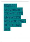 EDS3701 Assignment 4 (COMPLETE ANSWERS) 2024 (693526) - DUE 31 July 2024