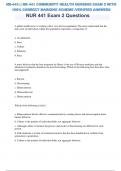 NR-441: | NR 441 COMMUNITY HEALTH NURSING TEST 25 QUESTIONS & ANSWERS