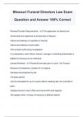 Missouri Funeral Directors Law Exam Question and Answer 100% Correct