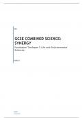 AQA   GCSE COMBINED SCIENCE: SYNERGY Foundation Tier	Paper 1 Life and Environmental Sciences  QUESTION PAPER FOR JUNE 2023